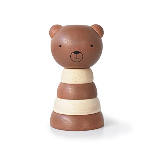 Wee Gallery Wood Stacker (Bear) Classic Learning Toy for Baby Development, Motor Skills, Problem Solving Activity, Child Safe Natural Materials, for Ages 18 Months and Up