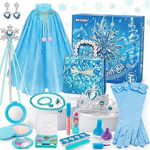 Frozen Makeup & Dress Up Toys for Girls Ages 3 4 5 6 Kids Makeup Kit Princess Real Make up Pretend Play Toy Halloween Costumes Nail Polish Set Birthday Gifts for Girls Toddlers 3-5 4-7 6-8 Year Old