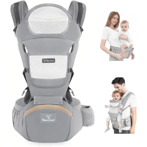 Baby Carrier Newborn to Toddler, Ergonomic M Position 6 in1 Baby Carrier with Hip Seat, Adjustable Detachable Baby Hip Carrier, All Seasons, for Babies 7–45 lbs