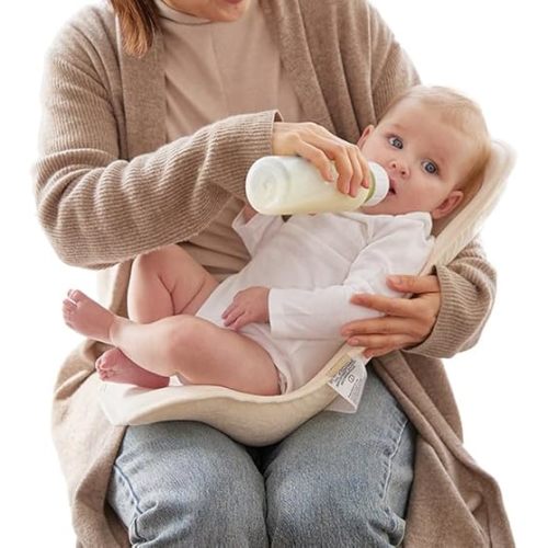 Baby Feeding Support Seat – Ergonomic for Breast & Bottle Feeding – Firm, Lightweight, Soft Cotton – Safe for Newborns 1-4M – Made in Korea – 16" Head-to-Hip Length