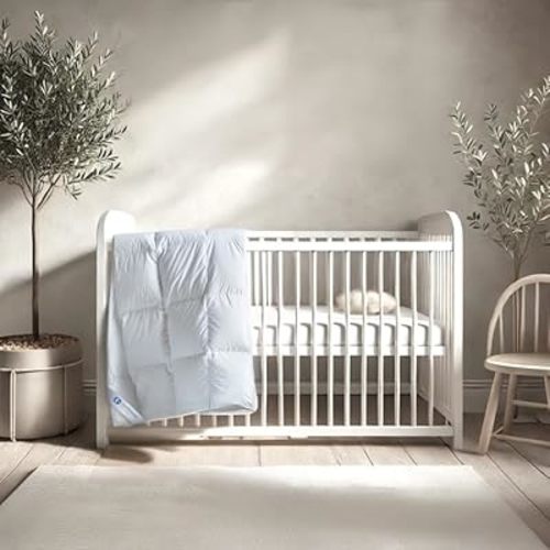 Continental Bedding Toddler Comforter, 100% Microfiber Down Duvet Insert, Sleep Blanket with Cotton Shell, Fits Standard Crib, Toddler Bed, 33x42 Inches, White