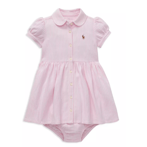 Ralph Lauren Girls' Striped Oxford Dress & Bloomers Set - Baby