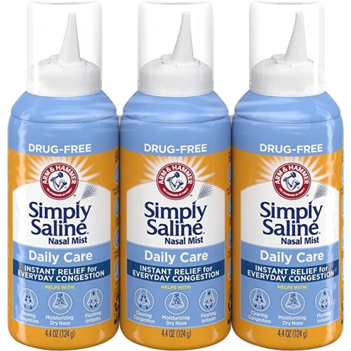 Arm & Hammer Simply Saline Daily Care Nasal Mist 4.4oz, Saline Nasal Spray, Drug-Free, 3-Pack - 4.4 Ounce 3PK