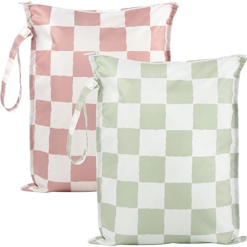 RelaxScene Wet Dry Bags Water Resistant - 2 Pack Reusable Waterproof Wet Dry Bag for Swimsuits & Baby Clothes - Leakproof Storage Pouch Bag for Travel & Baby Diaper - Travel Laundry Daycare Bags