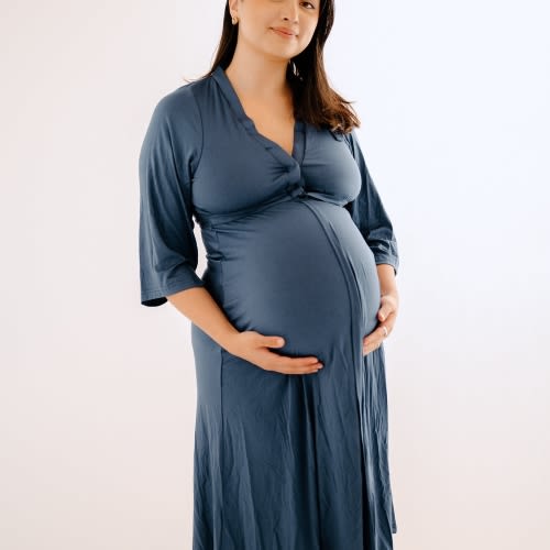 Lila Labor & Postpartum Gown in Midnight Blue