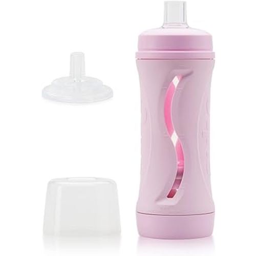 Subo Baby Food Bottle Starter Set | No Mess Baby Toddler Self Feeder | Squeeze Free Design for Purees, Smoothies, Yogurt, Oatmeal, or Thickened Liquids | Reusable Silicone Washable Cup (Pink)