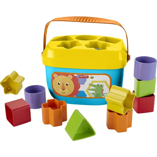 Fisher-Price Stacking Toy Baby's First Blocks Set of 10 Shapes for Sorting Play for Infants Ages 6+ Months, Multicolor