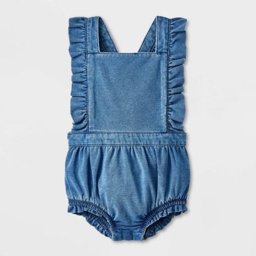 Baby Girls' Ruffle Romper - Cat & Jack™ Blue 3-6m