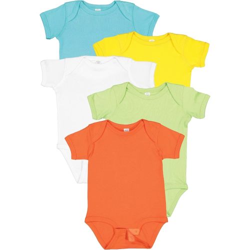 RABBIT SKINS Baby Bodysuit Girl & Boy | Newborn 0-3 Months to 24 Months 5-Pack Bulk Set, Snap Easy Closure