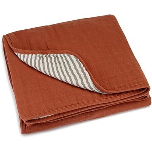 Parker Baby Muslin Blanket | 100% Soft Cotton Toddler Quilt & Baby Muslin Swaddle | Gender Neutral Design 47" x 47" Blanket