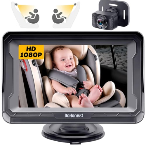 DoHonest Baby Car Camera HD 1080P - Rear-Facing Car Baby Monitor with Night Vision, Adjustable View Angle, Easy Setup, Anti-Glare Display, Safety for Kids & Infants