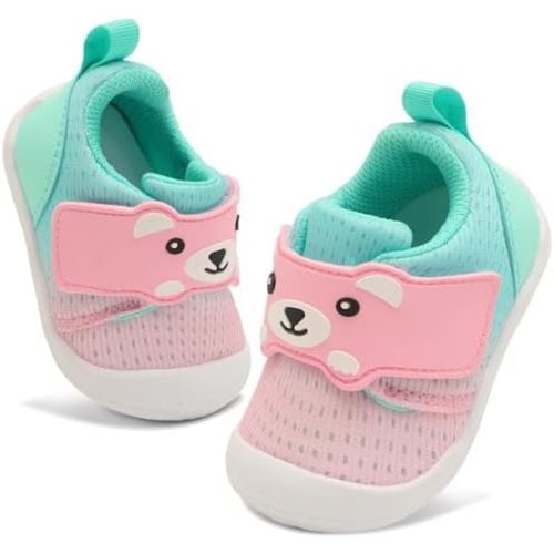 FEETCITY Baby Walking Shoes Wide Baby Shoes Boys Girls Infant Sneakers Crib Shoes Breathable Toddler Barefoot Shoes Slip On Shoes