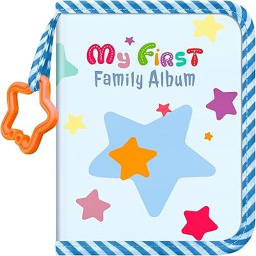 Fintie Baby Photo Album 4x6 Inch, 18 Photos My First Family Album Book with Soft Cloth Cover & Hook for Newborn/Toddlers/Kids/Baby Shower Memory Birthday Gifts, Colorful Stars