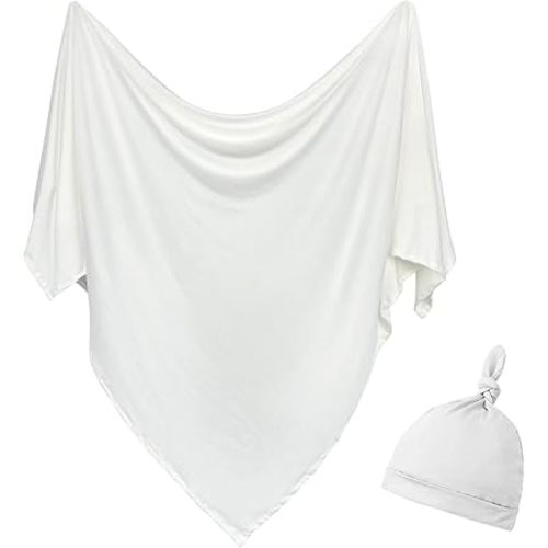 OWLOWLA Newborn Swaddle Set Stretch Wrap Swaddle Receiving Blanket for Baby Boy Girl(Ivory-rm)