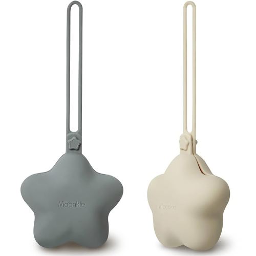 Moonkie Silicone Pacifier Holder Case, Cute Portable Pacifier Storage Case, 2 Pack