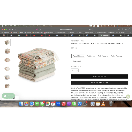 Mushie Muslin Cotton Washcloth- 5 Pack