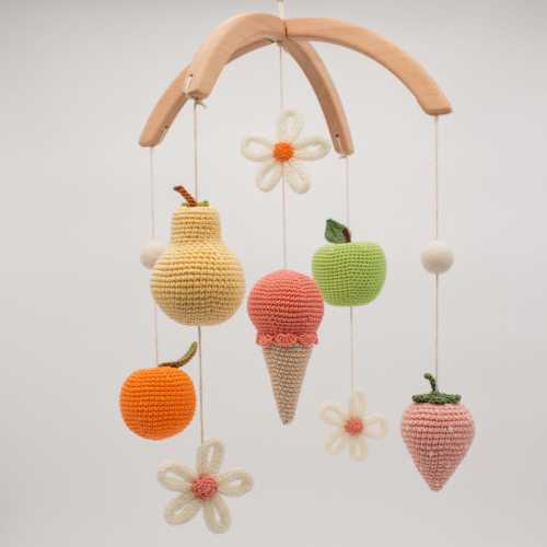Tutti Frutti nursery mobile - Garden Fruits baby room mobile - floral decor, flowers, fruits, summer, daisy, tropical, retro