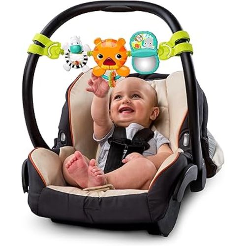 Bright Starts Take Along Musical Carrier Baby Activity Toy Bar, Hanging Car Seat Toy, 4 Fun Melodies, Fine Motor Skill Development Ages Newborn +, Multi-Color