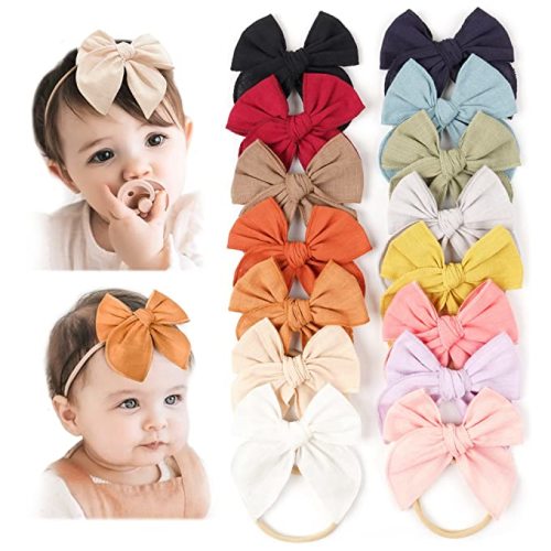 Niceye Pack of 12, Baby Girls Headbands Hair Bows Stretchy Nylon Hairbands for Newborn Infant Toddler Hair Accessories - Multicolor(pack of 15)