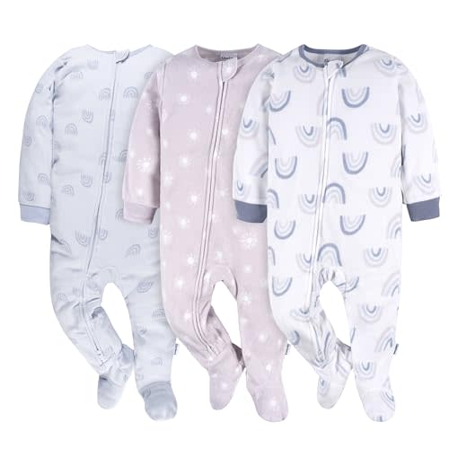 Gerber Baby Girls' Flame Resistant Fleece Footed Pajamas 3-Pack