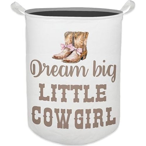 Cowgirl Nursery Laundry Basket, Toybox for Girls Room, Western Baby Cowgirl Laundry Basket Hamper Waterproof Collapsible Clothes Toys Storage Bin Organizer for Kids Room Playroom Bathroom