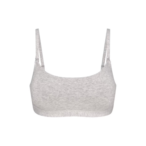 COTTON JERSEY MATERNITY NURSING SCOOP BRALETTE | LIGHT HEATHER GREY