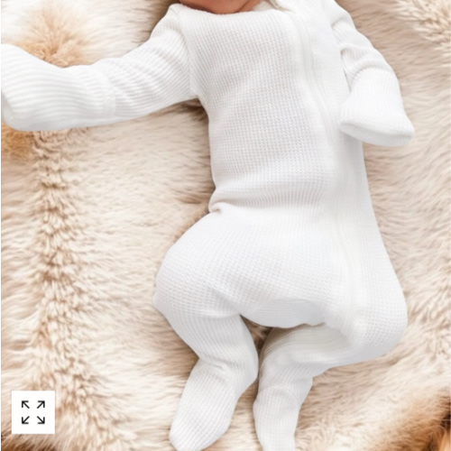 Organic Waffle 2-Way Zip Footie, Lucent White – SpearmintLOVE