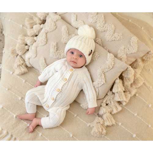 Baby Knit Jumpsuit Buttoned Outfit | Combo Options| Beanie booties Jumper| 3pc MILO