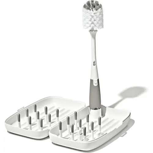 OXO Tot Travel Size Drying Rack with Bottle Brush- Gray