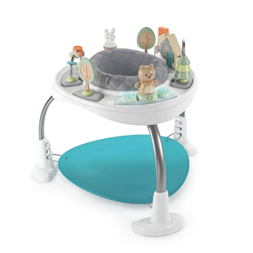 Ingenuity Spring & Sprout 2-in-1 Baby Activity Center Jumper and Table with Infant Toys - Ages 6 Months +, First Forest