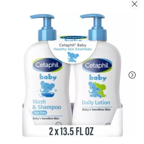 Cetaphil Gentle Baby Bath Essentials Kit for Newborns, Includes Wash & Shampoo and Daily Lotion