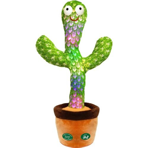 [Update Volume Adjustable] Talking Cactus Toy Mimics Back, Gift Package Repeat Talking Cactus Plush Toys - Talking Sing+Repeat+Dancing+Recording+Rainbow Led Cactus Toy(15 Second Recording)