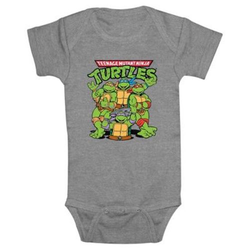 Infant's Teenage Mutant Ninja Turtles Group Shot Original Logo Bodysuit - Athletic Heather - 24 Months