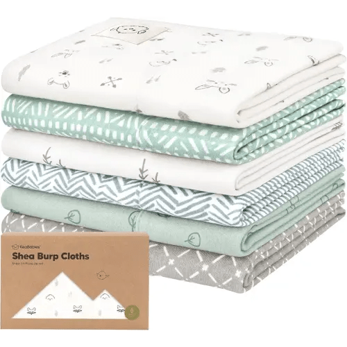 Organic Burp Cloths Baby Boy, Girl - 6-Pack Large Cotton Burping Cloths for Babies, Spit Up Rags, Super Absorbent, Ultra Soft Newborn Rag, Gender Neutral, Machine Washable, Durable (Nordic)