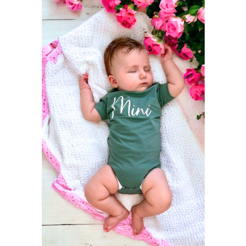 Baby Cursive "Mini” Short Sleeve Onesie/Toddler Tee- Forest