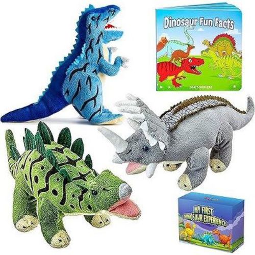 Dazmers 12 Inch Plush Dinosaur Stuffed Animals With Board Book For Toddlers 1-3 Years Old-multicolored