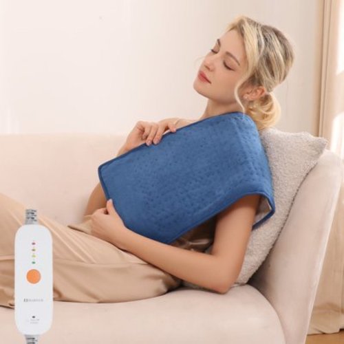 MARNUR Heating Pad, Large Size 12''x24'' with 4 Heat Settings, Auto-off, Machine Washable, Blue