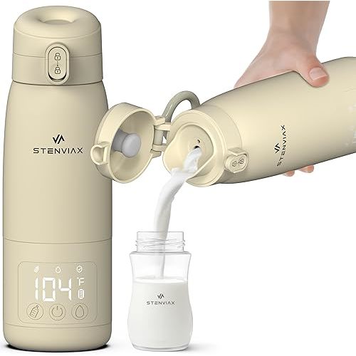 Portable Bottle Warmer Pro | Milk Warmer for Travel with 3 Smart Heating Modes for Milk, Water & Sterilization | 17oz Large Capacity 14000 mAh Ultra Powered Battery for Breast Milk & Formula