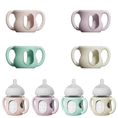 4 Pack Silicone Sleeves for Avent Natural Glass Bottles, Anti Breakage Bottle Holder with Handle, Compatible Philips Avent Glass Natural Bottle 4 oz, Not for Infant Use