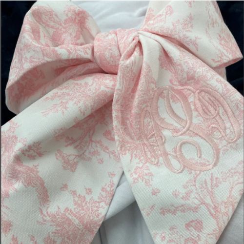 Personalized Toile Baby Swaddle Bow Sash, Pink Toile, Blue Toile, Choo - Just Baby Designs