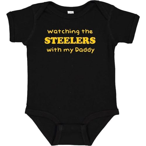 Watching the Steelers with my Daddy Baby Boy Bodysuit Outfit Romper Gift