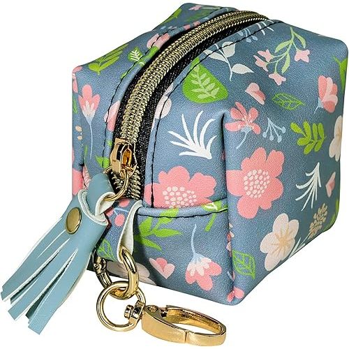 Smlpuame Pacifier Holder Case,BPA Free Leather Baby Pacifier Cover Pouch,Binky Case for Diaper Bag or Purse,Holder 4 Pacifiers or Teether Toy,Outdoor Travel Accessories,Easy to Clean(Flower,Grey)