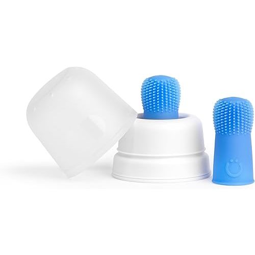 Ubbi Baby Silicone Finger Toothbrush with Storage Case, Food-Grade Platinum Silicone, Oral Care for Infants and Babies, 2 Pack, Polaris Blue