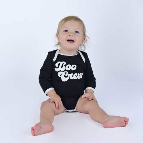 Boo Crew Halloween Long Sleeve Viscose Bamboo Terry Ringer Baby Onesie – Emerson and Friends