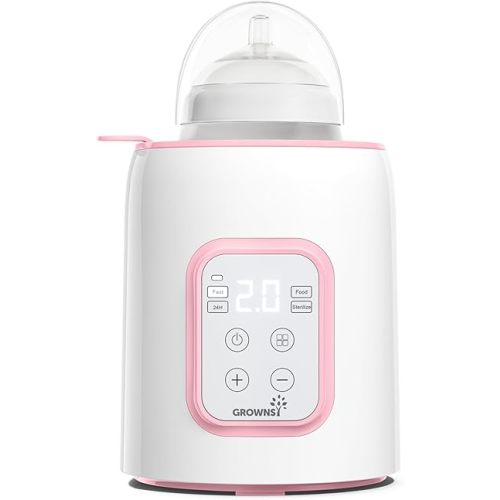 GROWNSY Bottle Warmer, Fast Baby Bottle Warmer for All Bottles, Milk Warmer for Breastmilk or Formula, Smart Temperature Control and Automatic Shut-Off- Pink