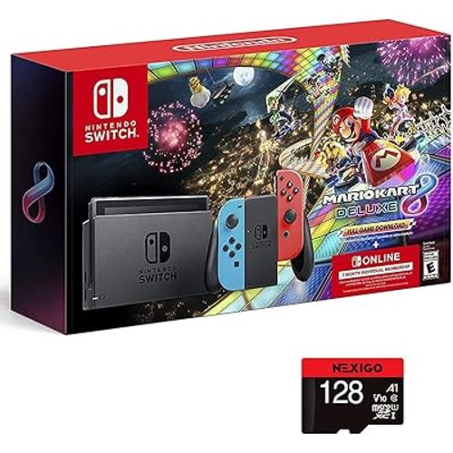 Nintendo Switch Mario Kart 8 Deluxe Bundle 3 Month Nintendo + 128GB MicroSD Card