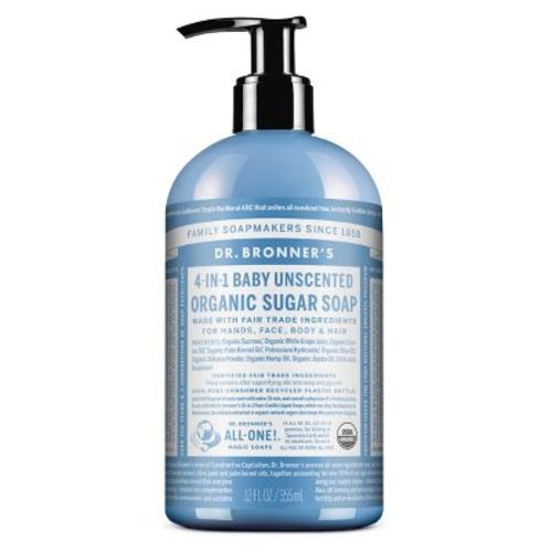 Dr. Bronner's Organic Baby Sugar Soap - Unscented - 12 Fl Oz