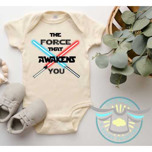 The Force That Awakens You Baby Onesie® Baby Shower Gift, Star Wars Baby Onesie® Cute Baby Boy Onesie® Announcement, Gender Reveal, Natural