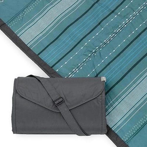 Little Unicorn Outdoor Family Picnic & Beach Blanket, Water-Resistant, Compact Fold, 5 x 5 feet, (Shoreline Stripe)