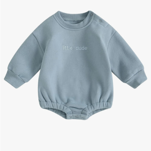 VISGOGO Newborn Infant Baby Boy Girls Oversized Romper Little Dude Sweater Onesie Coming Home Outfit Neutral Clothes